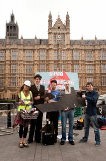 Our gameshow outside Parliament saw an engineer win military research instead of renewables, a student end up with a nuclear weapons system rather than an education, and a patient end up with a mothballed aircraft carrier instead of an A&E. 